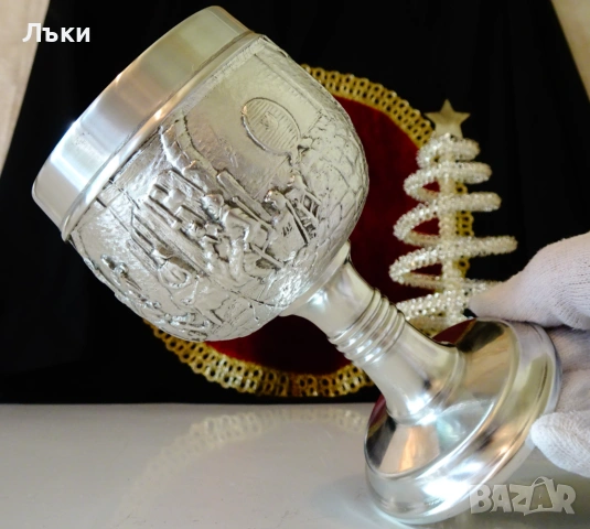 Калаен бокал,чаша за вино Сватосване,калаена сватба. , снимка 7 - Антикварни и старинни предмети - 54802505