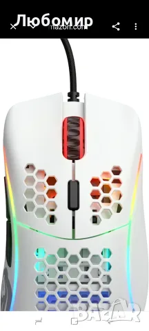 Геймърска мишка Glorious Model D с кабел - 68 г супер лек дизайн тип "пчелна пита", RGB, , снимка 4 - Клавиатури и мишки - 55494070