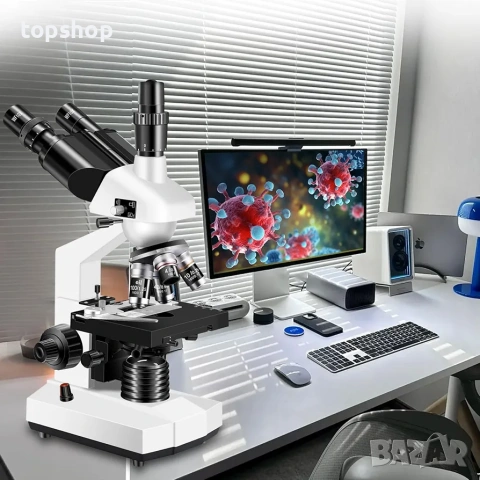 Професионален Тринокулярен Микроскоп Woehrsh 40X-5000X, Лабораторен Клас с HD USB Дигитална Камера, снимка 13 - Медицинска апаратура - 55063432