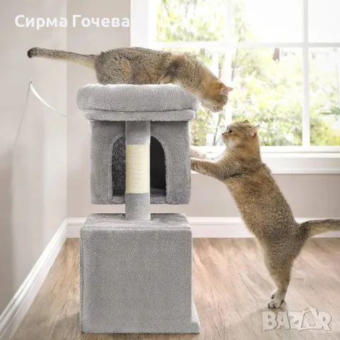 Голяма катерушка за котки 67 см с легло - 2 къщички, драскалки от сизал и 3 нива, снимка 3 - За котки - 55575016
