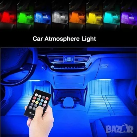 RGB LED интериорно осветление за под на автомобил с ефекти и дистанционно управление , снимка 3 - Аксесоари и консумативи - 55482722