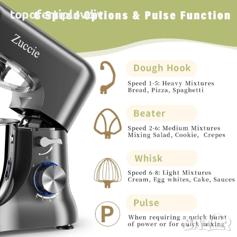 Планетарен миксер Zuccie Food Processor,Гаранция, снимка 3 - Миксери - 54079380