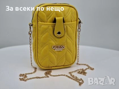 Guess Дамска Жълта Кожена Чанта С Дръжка Синджир Код Malkite-29331