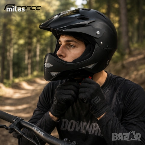 Кросова каска DOWNHILL Full Face, Матово черна, EN Сертификат, Размер S/M, снимка 9 - Аксесоари за велосипеди - 54933126
