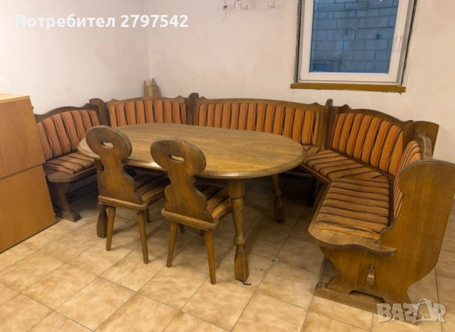Дървена пейка с маса, снимка 3 - Дивани и мека мебел - 54981093