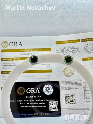 Сребърни обеци с мойсанит (Диамант) 1 карат, снимка 3 - Обеци - 53991609