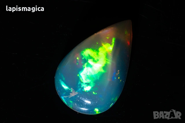 Прозрачен Естествен етиопски опал 2.90ct капка кабошон, снимка 3 - Други - 54371107