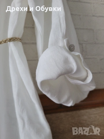 Бяла рокля тип риза 100% ЛЕН PLAZA NERA , снимка 7 - Рокли - 54157785