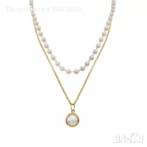 Двуслойно колие с висулка , снимка 4 - Колиета, медальони, синджири - 54645493