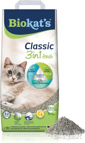 Премиум Слепваща Котешка Тоалетна, Пясък Biokat's Classic Fresh 3in1 10л (С аромат на пролет)