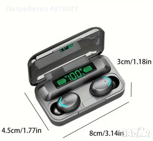 Bезжични bluetooth слушалки TWS – 9D Стерео спортни слушалки с кутия за зареждане и микрофон BTH-F9-, снимка 2 - Безжични слушалки - 55442377