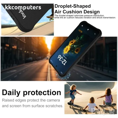 IMAK за TCL NxtPaper 70 Pro 5G Airbag Удароустойчив TPU Калъф със Скрийн Протектор – Матов Черен, снимка 3 - Калъфи, кейсове - 55376712