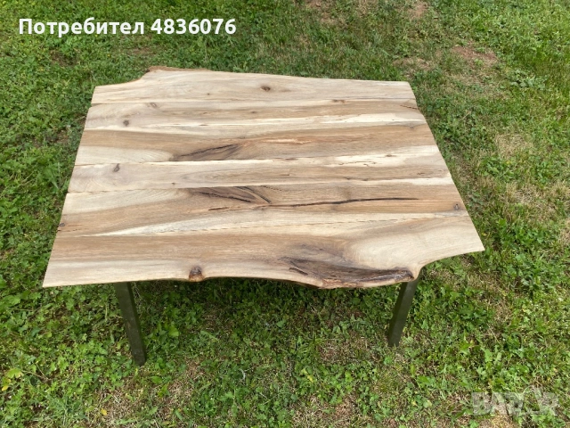 Маса орех със стоманена конструкция, снимка 2 - Маси - 54652093