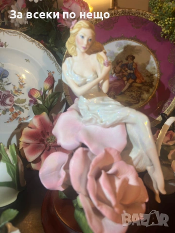 Franklin Mint Sculpture Figurine “Lady Rose” художник Jegou изработена през 1988 Код P2169, снимка 3 - Антикварни и старинни предмети - 54168083
