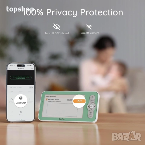 Смарт Бебефон BOIFUN 6T (2K Видео, 5'' Екран + Приложение за Телефон, WiFi, Нощна лампа), снимка 6 - Бебефони - 54693365