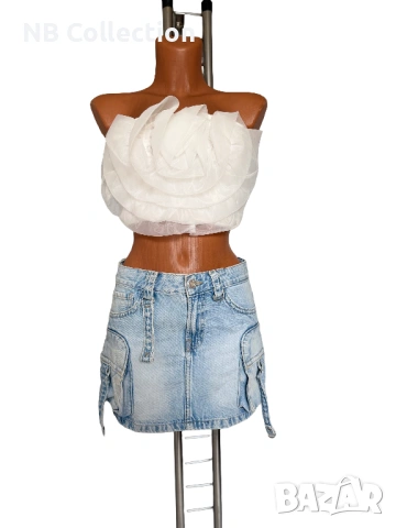 Bershka дамска къса дънкова пола , снимка 10 - Поли - 51134022