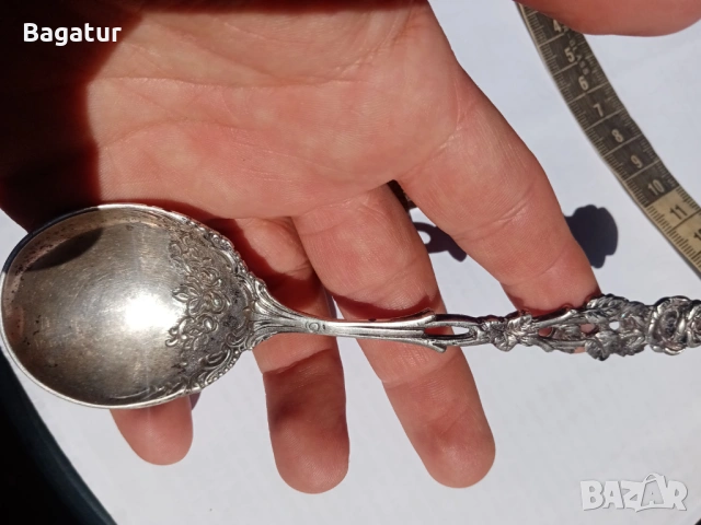 Стара сребърна лъжица немска голяма, за сладолед, снимка 5 - Антикварни и старинни предмети - 54126282