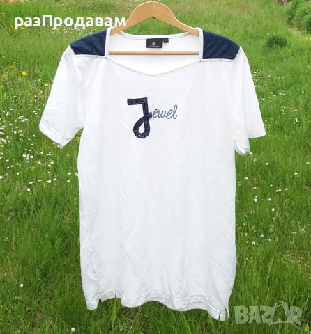 Дамска Блуза- Марка- First Avenue - с бродерия и камъчета , снимка 4 - Тениски - 54607976