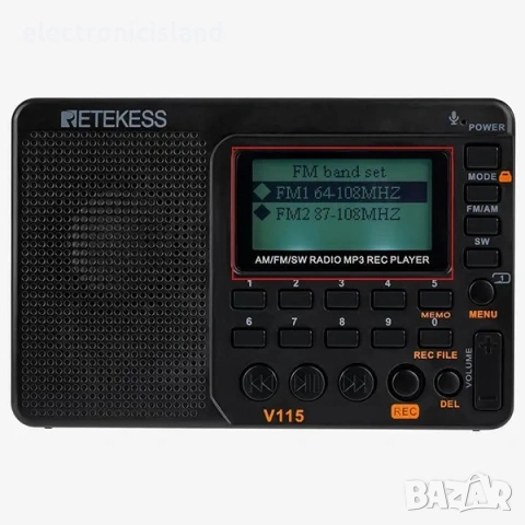 Портативно радио Retekess V115 AM/FM транзистор, MP3 и TF карта, снимка 6 - Радиокасетофони, транзистори - 54555548