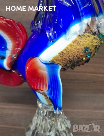 Murano Italy   Glass Cockerel “Французинът” елегантен, грандиозен и великолепен петел , снимка 6 - Други ценни предмети - 54618225