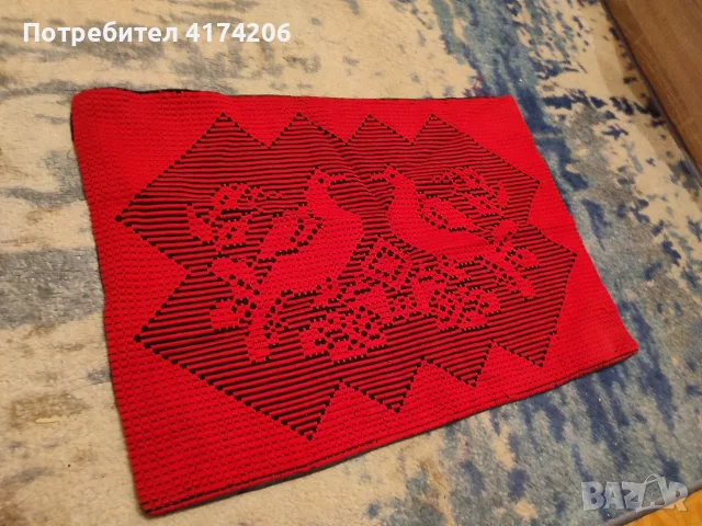 Автентична тъкана калъфка за декоративна възглавница – Битови орнаменти / Етно декор (Червено и Черн