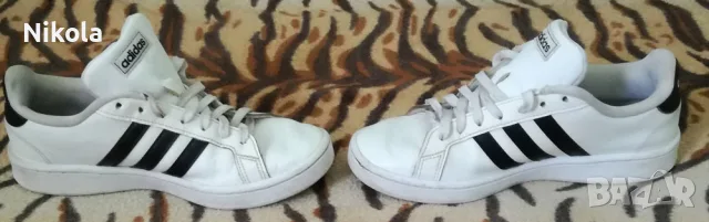 Продавам Оригинални Бели Маратонки Адидас/Adidas Cloudfoam-Comfort от Здрава Естествена Кожа !, снимка 3 - Маратонки - 55670829