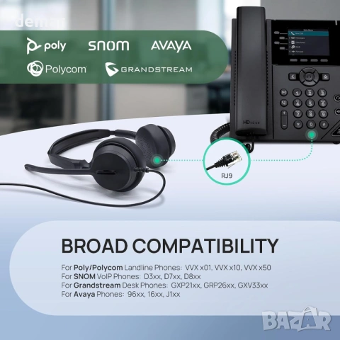 Yealink YHS36 E2 Кабелни слушалки за настолни телефони, QD към RJ9, снимка 3 - Слушалки и портативни колонки - 54013942