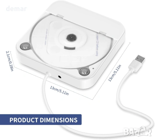 Външен преносим CD плейър за кола – Plug & Play USB/AUX CD устройство, снимка 7 - Други - 54690303