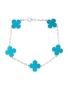 Van Cleef & Arpels VCA 5 Motifs Silver Turquoise Vintage Alhambra Дамска Гривна, снимка 7