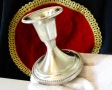 Посребрен свещник 7 см.,перлен релеф. , снимка 7