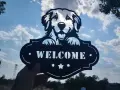 Метална декоративна табела "WELCOME" с куче, снимка 2