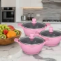 Комплект от 3 тенджери Cheffinger с мраморно покритие 20/24/28 см с капаци , снимка 2
