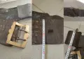 Широк стар кожен колан, каиш , ремък за огромен чан - бронз, снимка 6