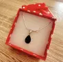 Сребърно колие с изумрудена капка, снимка 2