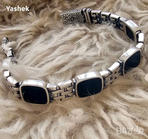 Продавам поръчкова сребърна гривна с черен Оникс, снимка 9 - Гривни - 54210868