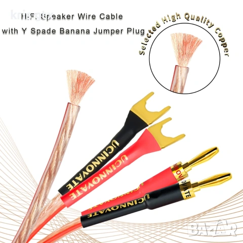 Hi-Fi кабел за тонколони с накрайници тип банани и вилици 13AWG , снимка 4 - Тонколони - 55164415