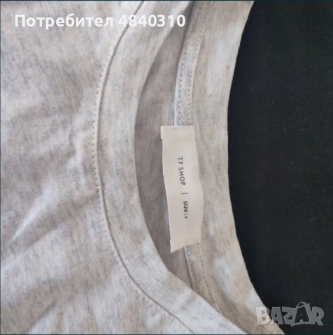  светлосива къса тениска , снимка 2 - Тениски - 54698748