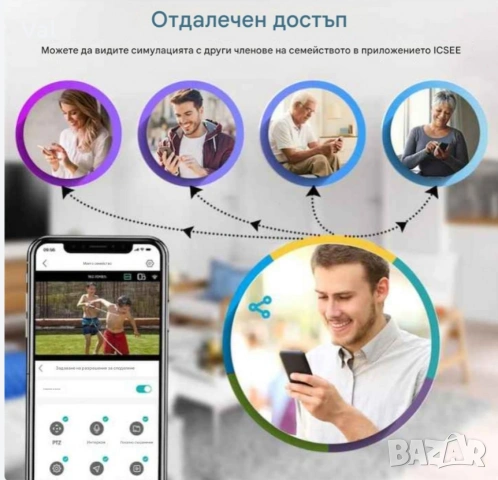 Тройна външна WiFi камера 9MP с аларма, 24 диода, iCSee, 64GB памет, снимка 7 - IP камери - 55164090