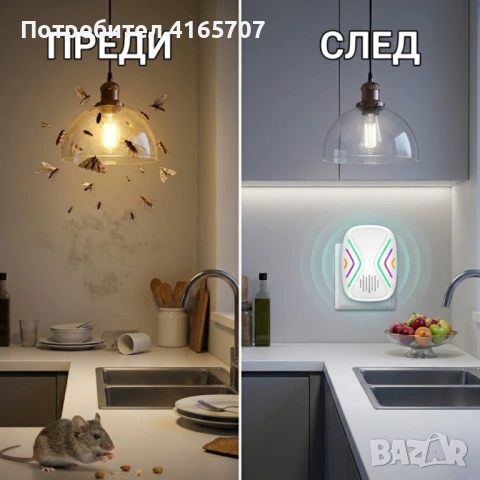 Ултразвуков репелент против гризачи и насекоми – защита до 130 м², безопасен за хора и домашни любим, снимка 2 - Други стоки за дома - 54467733