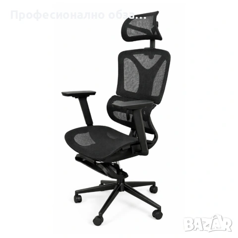 Ергономичен офис стол на икономична цена-наличен в склад-до 120кг,поставка за крака,3D, снимка 2 - Столове за офис - 54144674