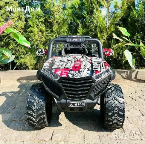 Детско електрическо бъги 4×4 с дистанционно, LED, USB и MP3 – 4 мотора, зелено, снимка 3 - Коли, камиони, мотори, писти - 55530596