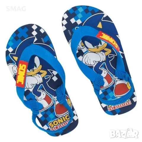 Детски джапанки за момче синьо с емблема sonic лято_1248721, снимка 3 - Детски сандали и чехли - 55388929