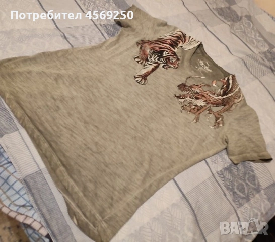 Мъжка тениска с ТИГЪР и ДРАКОН / Streetwear / Размер L - НОВА, снимка 2 - Тениски - 54391356