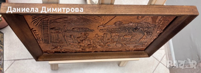 Медна картина с дървена рамка, снимка 3 - Антикварни и старинни предмети - 55008933