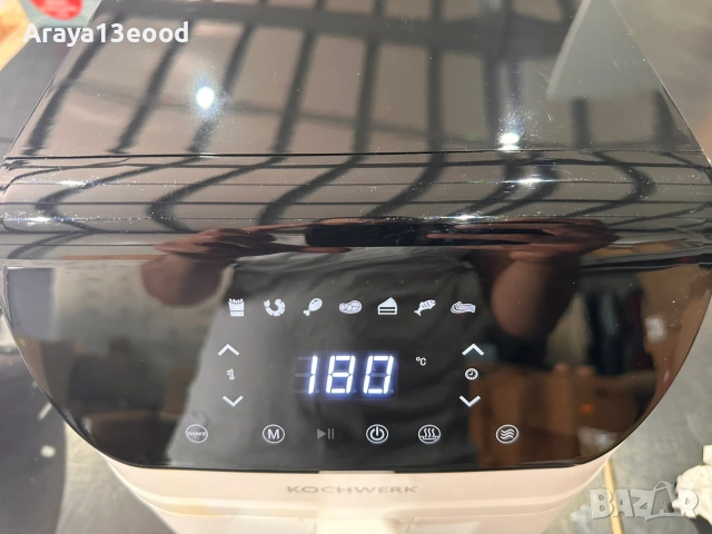 Дигитален еър фрайър KOCHWERK 4L 1400W с тъч дисплей - Бял, снимка 4 - Фритюрници - 55145167