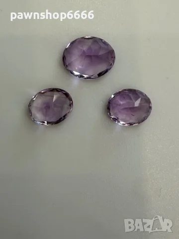 Лот естествени фасетирани аметисти – 7.85 ct (3 броя) – отлична шлифовка, снимка 7 - Бижутерийни комплекти - 55482883
