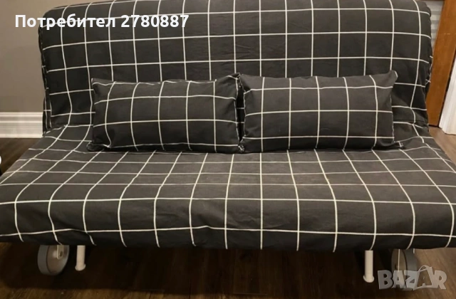 Разтегателен диван IKEA PS с Матрак Murbo и оригинален калъф Rute в черно / бяло , снимка 11 - Дивани и мека мебел - 54742149
