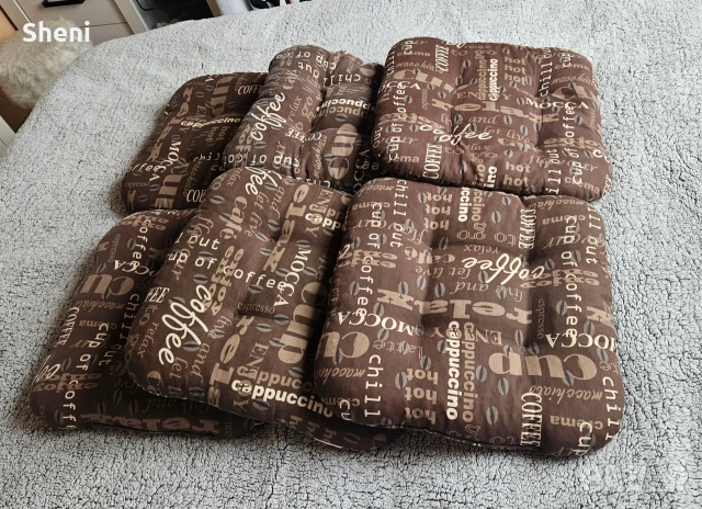 Възглавници за стол 40x40x7, 6 броя, снимка 4 - Столове - 54020479