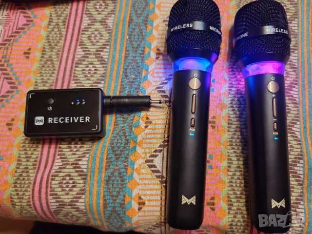 Безжични RGB микрофони – Dual Wireless Set | 18650 Battery | Karaoke / Streaming / Party