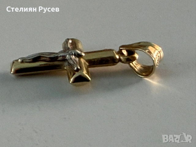 0.53 гр ЗЛАТЕН КРЪСТ ИИСУС / златно  /  /  / злато / GOLD 585 / 14 карата   70 ЕВРО ЦЕНА НА КРЪСТА , снимка 6 - Колиета, медальони, синджири - 55089530